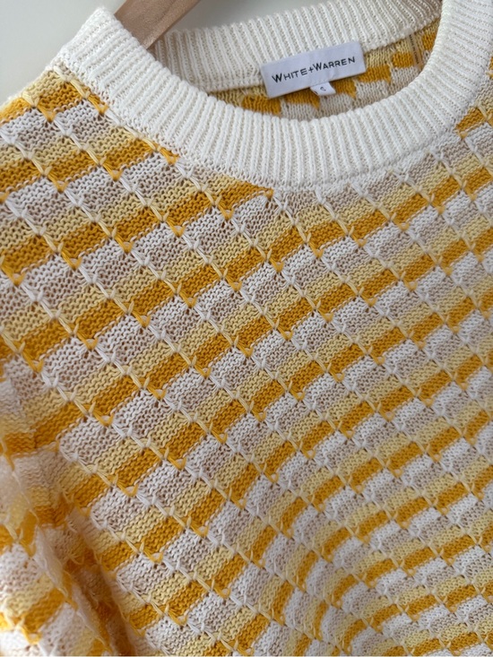 White + Warren Sweaters - White + Warren Yellow & Cream Textured Crewneck Sweater women’s small